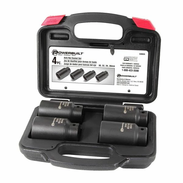 New ❤️ Powerbuilt 4PC AXLE NUT SOCKET SET KIT10 648635 ⭐ - Image 2