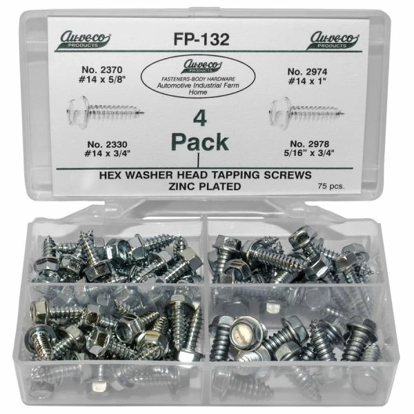 Wholesale š Auveco Hex Washer Head Tapping Screws 75 Pieces FP-132 š
