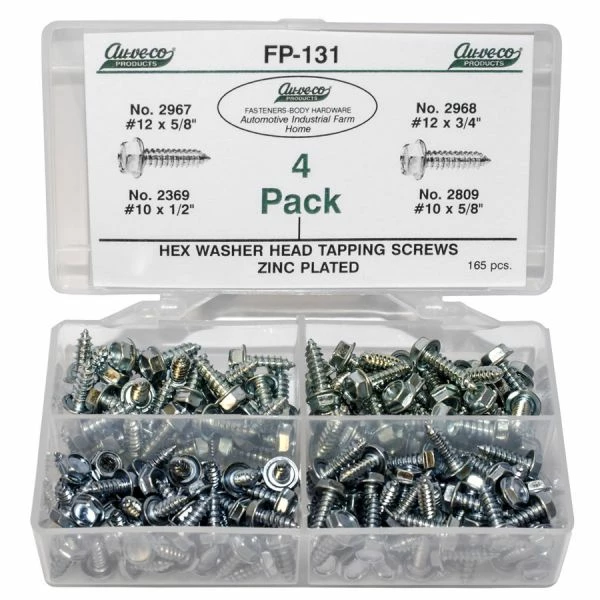 Flash Sale ๐ Auveco Hex Washer Head Tapping Screws 165 Pieces FP-131 ๐งจ