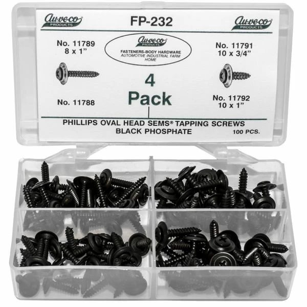 Best Sale ⭐ Auveco Phillips Oval HD Black Screws 100 Pieces FP-232 ❤️